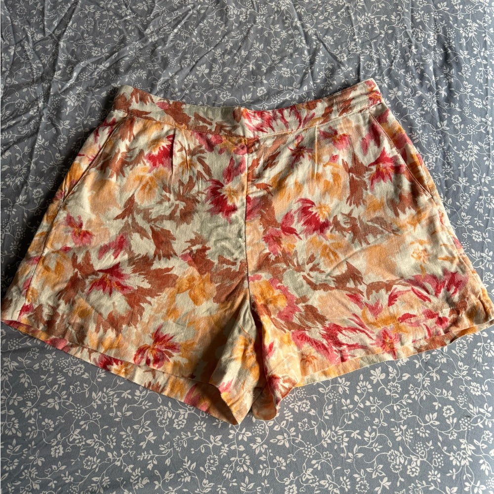 Abercrombie & Fitch Red and Orange Bermudas Vibrant Floral Shorts
